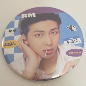 RM Button Pin with Blue and White Design